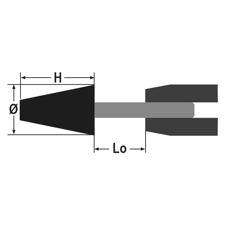 Beta Mole abrasive con gambo, granuli abrasivi di corindone rosa con legante ceramico, forma trapezoidale