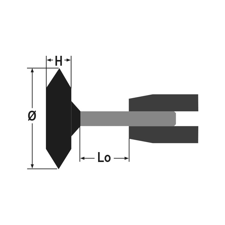 Beta Mole abrasive con gambo, granuli abrasivi di corindone rosa con legante ceramico, forma a disco