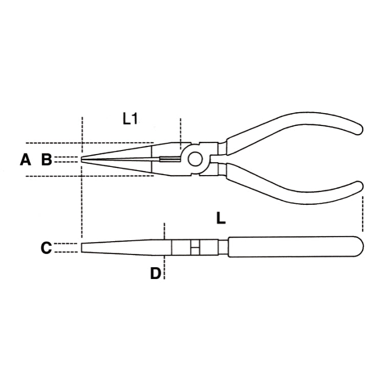 Beta Pinze a becchi mezzotondi lunghissimi diritti zigrinati manici ricoperti con 2 strati di PVC antiscivolo finitura industriale