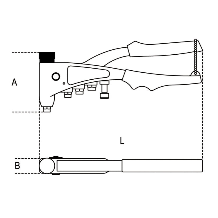 Beta Rivettatrice per inserti filettati con 4 testine intercambiabili e 4 perni ( 1x M3;M4;M5;M6)