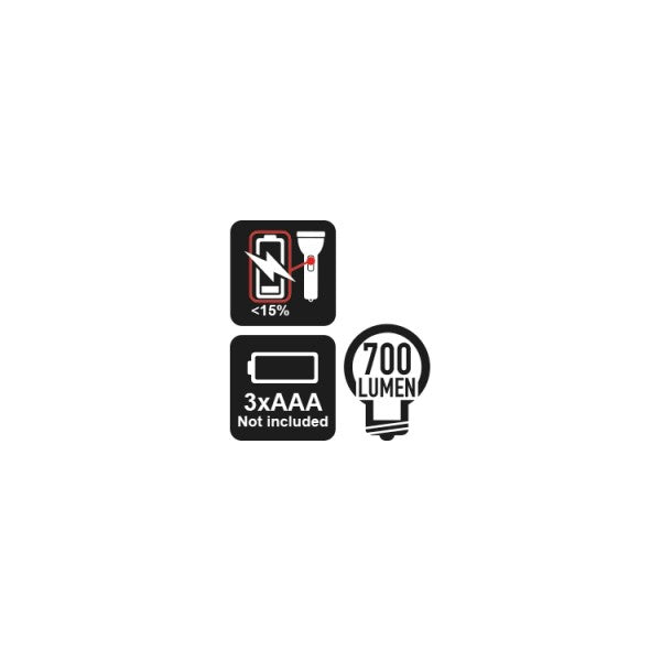 Beta Torcia LED ad alta luminosità in robusto alluminio anodizzato, fino a 700 Lumen