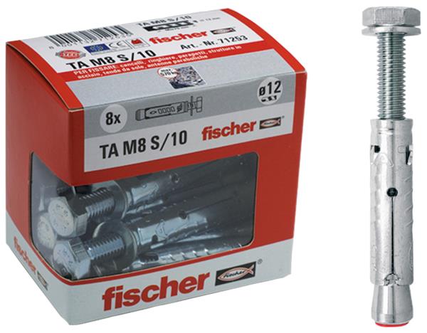 FISCHER Tasselli acciaio TA M 8 S/10 Y con vite testa esagonale (1 Pz.)