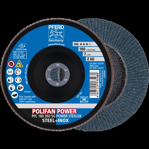 PFERD Dischi lamellari POLIFAN PFC 180 Z 60 SG POWER STEELOX