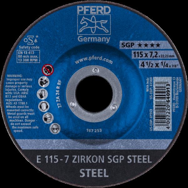 PFERD Dischi da sbavo E 115-7 ZIRKON SGP STEEL