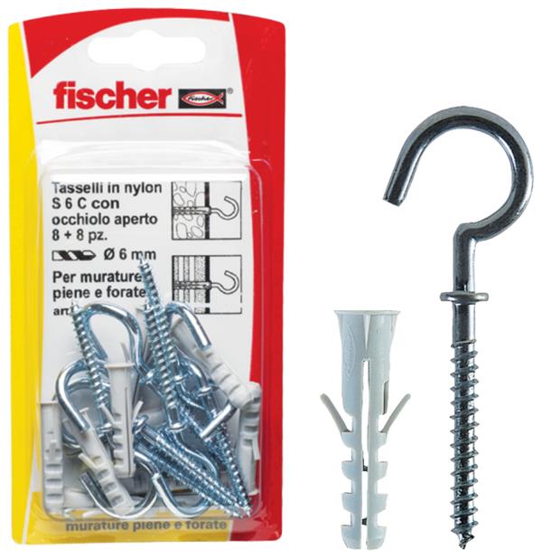 FISCHER Tasselli S 6 C/3 K con gancio (1 Pz.)