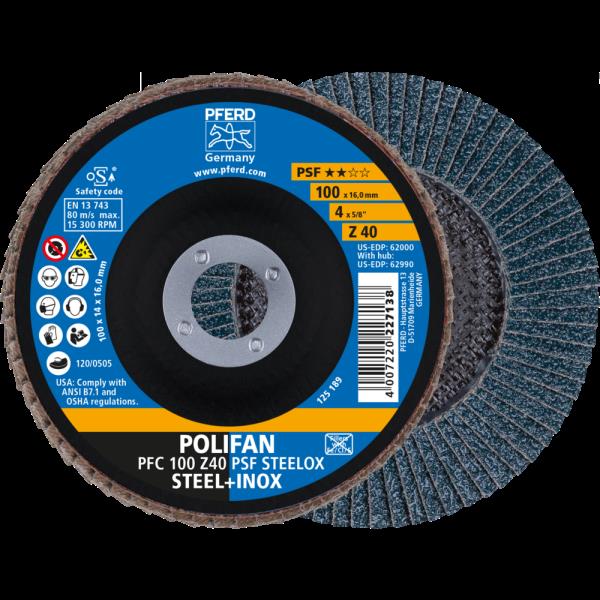 PFERD Dischi lamellari POLIFAN PFC 100 Z40 PSF STEELOX/16