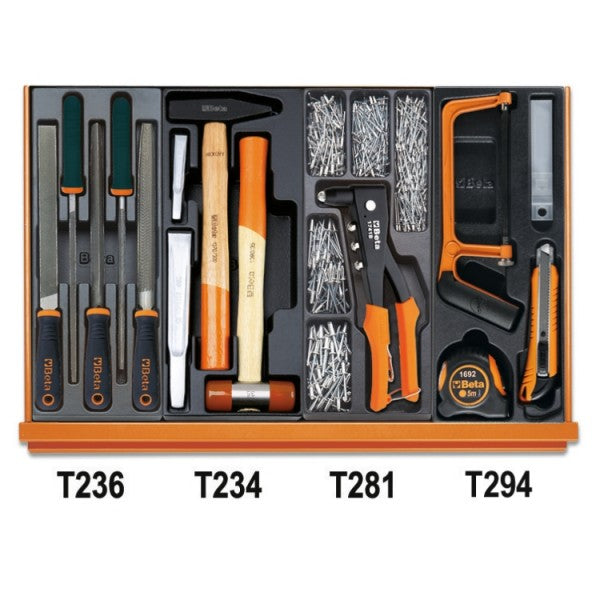 Beta Assortimento di 153 utensili per manutenzioni industriali in termoformato rigido in ABS