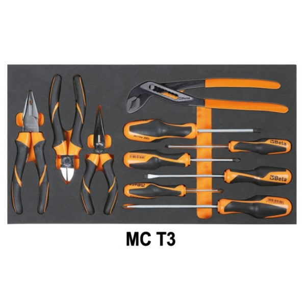 Beta Assortimento di 109 utensili per impiego universale in vassoio morbido in EVA
