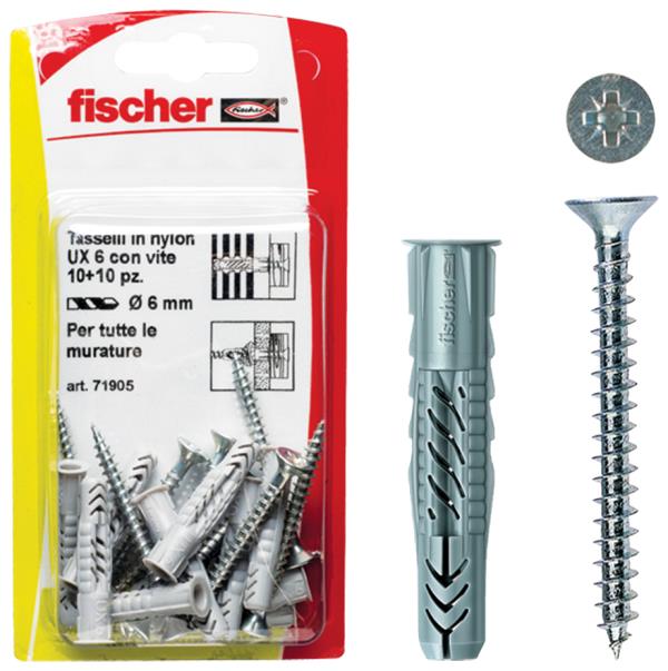 FISCHER Tasselli UX 8x50 S K con viti (1 Pz.)