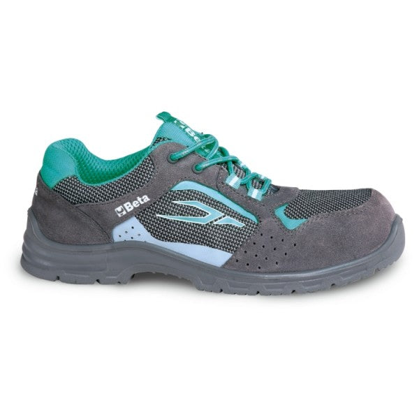 Beta Scarpe basse da donna in pelle scamosciata traforata con inserti in mesh