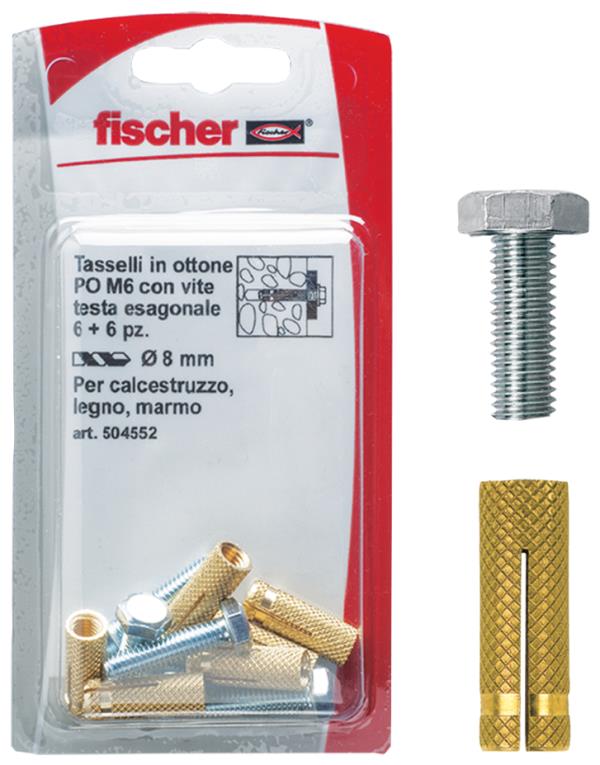FISCHER Tasselli ottone PO M6 TE K con vite (1 Pz.)