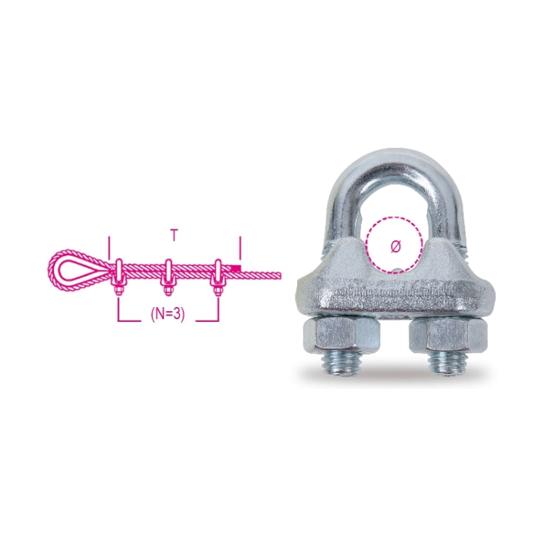 Beta Morsetto per fune in acciaio zincato