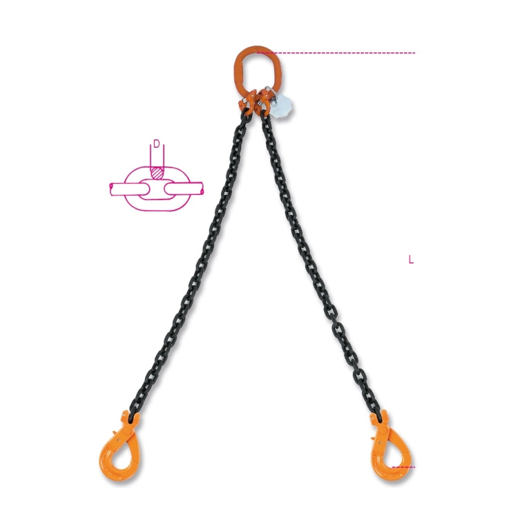 Beta Pendente per sollevamento catena a 2 bracci, ganci Self-Locking grado 8