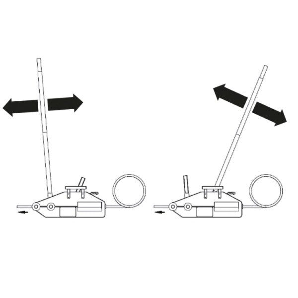 Beta Argano manuale a fune passante, corpo in lega di alluminio completo di leva di azionamento, fune e gancio