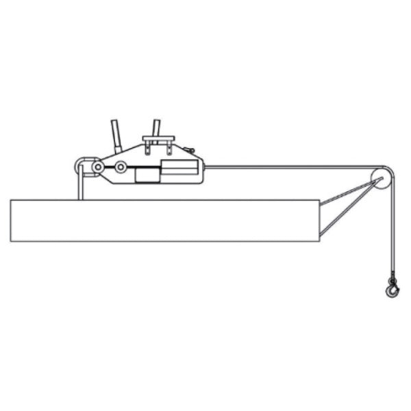 Beta Argano manuale a fune passante, corpo in lega di alluminio completo di leva di azionamento, fune e gancio