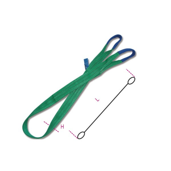 Beta Braca per sollevamento 2t verde nastro piatto a due strati, asole rinforzate, poliestere alta tenacità (PES)