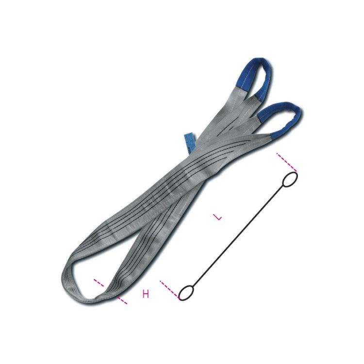 Beta Braca per sollevamento 4t grigio nastro piatto a due strati, asole rinforzate, poliestere alta tenacità (PES)