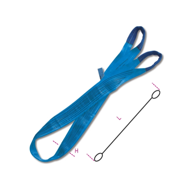 Beta Braca per sollevamento 8t blu nastro piatto a due strati, asole rinforzate, poliestere alta tenacità (PES)