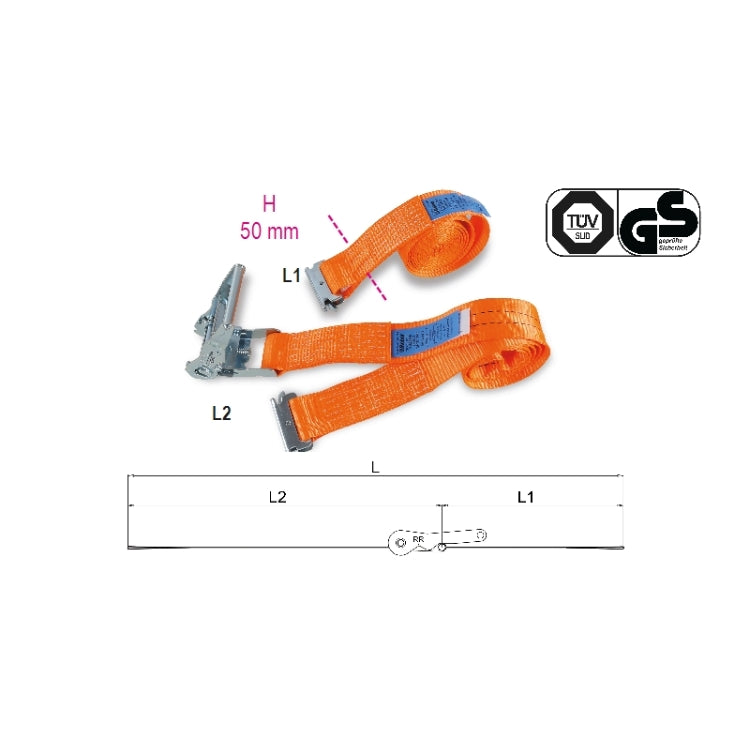 Beta Sistemi di ancoraggio a cricchetto per interni furgoni e autocarri, LC 1000kg nastro in poliestere ad alta tenacità (PES)