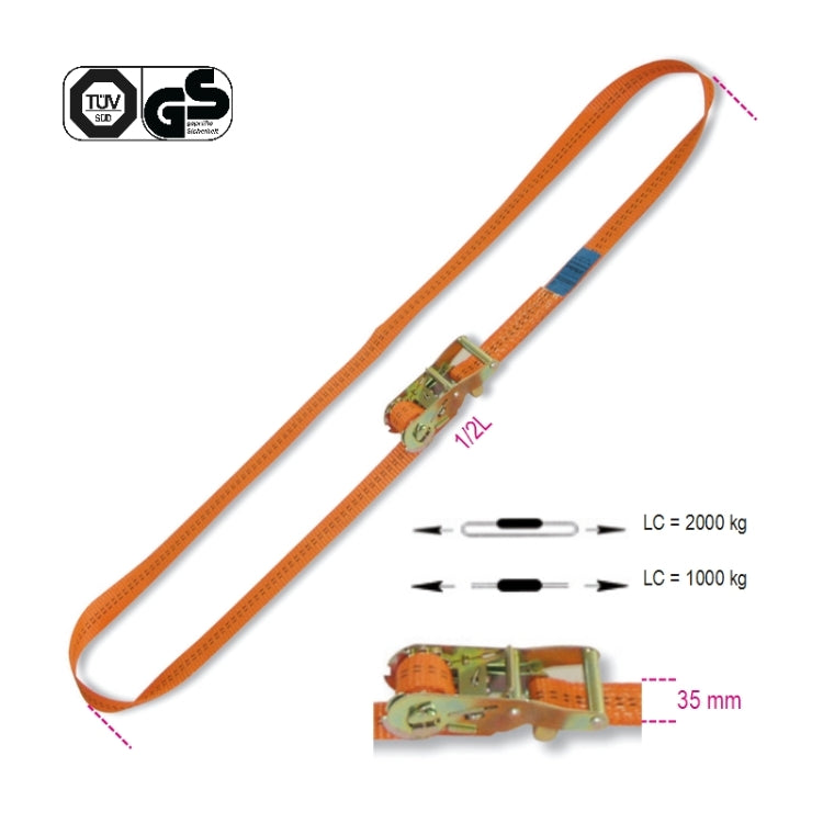 Beta Sistemi di ancoraggio ad anello LC 2000kg con cricchetto tenditore nastro in poliestere ad alta tenacità (PES)