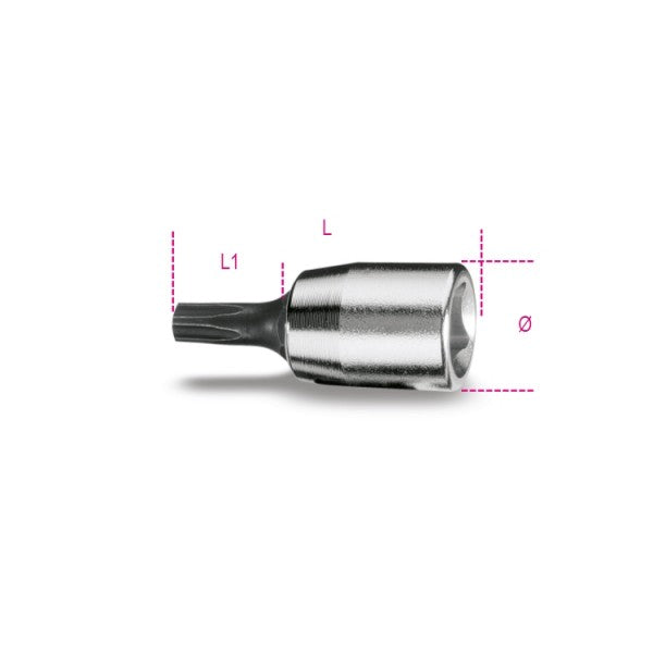 Beta Chiavi a bussola a giravite per viti con impronta pentalobata con attacco quadro femmina 1/4" cromate - inserti bruniti
