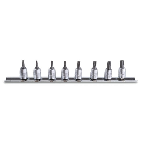 Beta Serie di chiavi a bussola a giravite maschio per viti con impronta Torx® con attacco quadro femmina 1/4" cromate - inserti bruniti