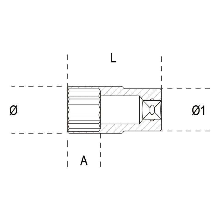Beta Chiavi a bussola con attacco quadro femmina 3/8", tipo lungo bocca poligonale, cromate