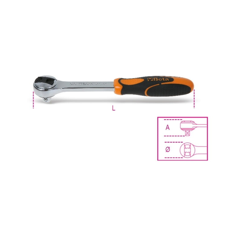 Beta Cricchetto reversibile con attacco quadro maschio 3/8" cromato