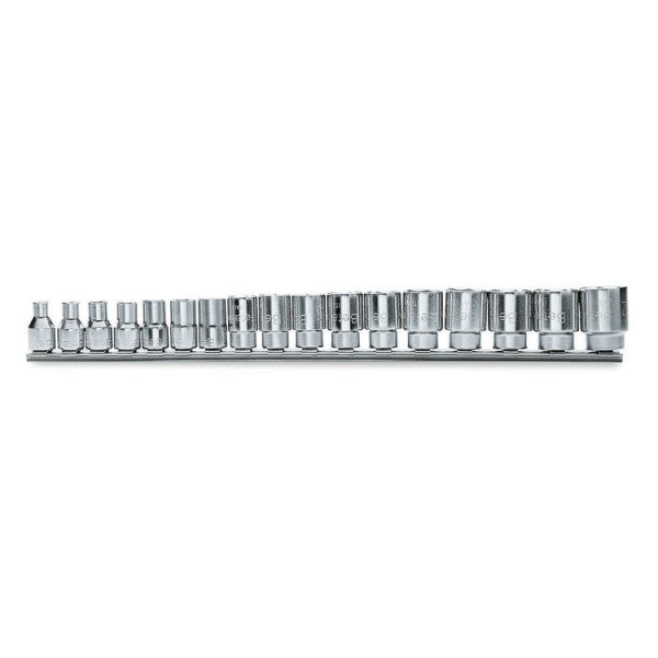 Beta Serie di chiavi a bussola con attacco quadro femmina 3/8" bocca poligonale, cromate