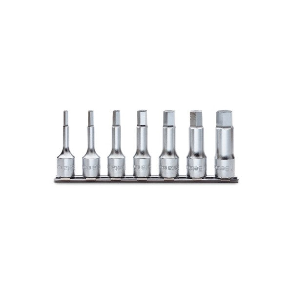 Beta Serie di chiavi a bussola maschio esagonale con attacco quadro femmina 1/2" cromate