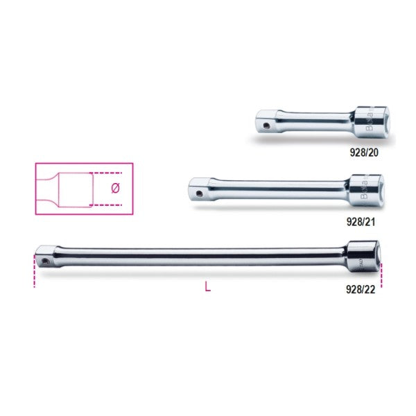 Beta Prolunghe con attacchi quadri maschio e femmina 3/4" cromate