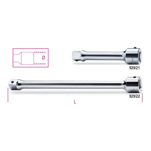 Beta Prolunghe con attacchi quadri maschio e femmina 1" cromate