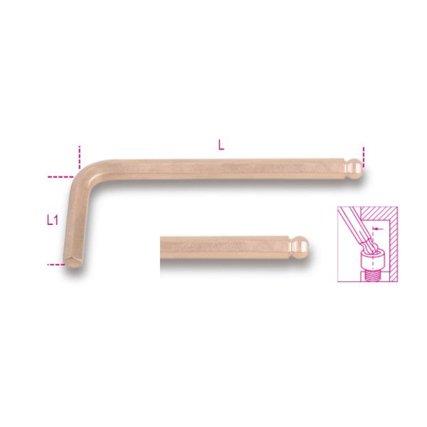 Beta Chiavi maschio esagonale piegate con estremità sferica antiscintilla