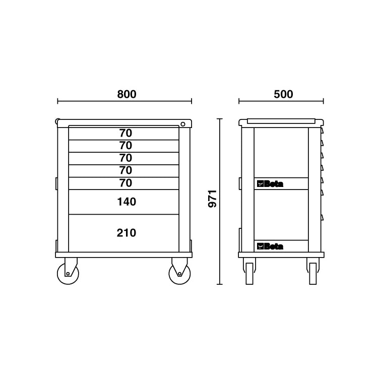 Beta Cassettiera porta attrezzi con 7 cassetti