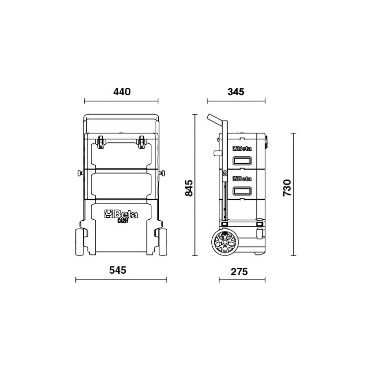 Beta Trolley portautensili a 3 moduli sovrapponibili