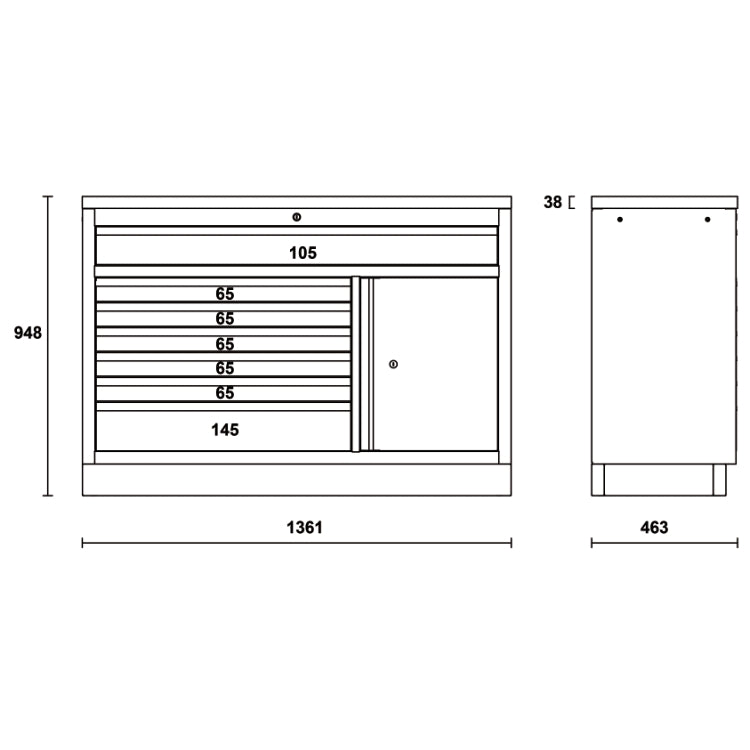 Beta Modulo fisso con 7 cassetti per arredo officina C45PRO