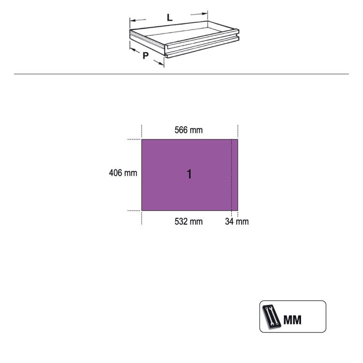 Beta Modulo fisso con 7 cassetti per arredo officina C45PRO