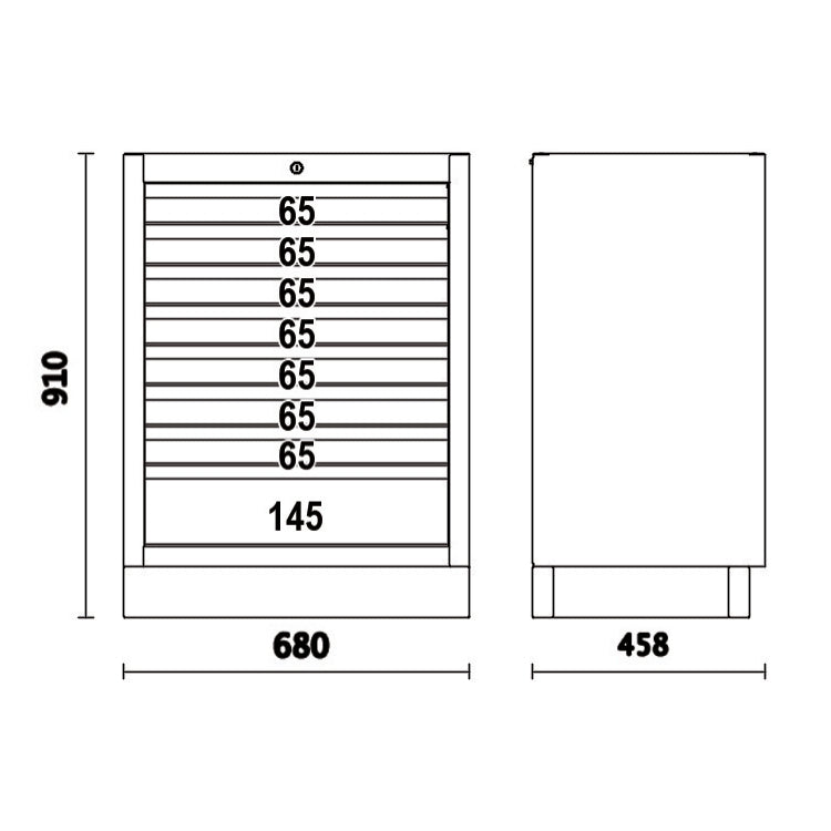 Beta Modulo fisso con 8 cassetti per arredo officina C45PRO
