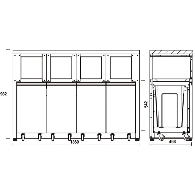 Beta Modulo fisso raccolta differenziata per arredo officina C45PRO