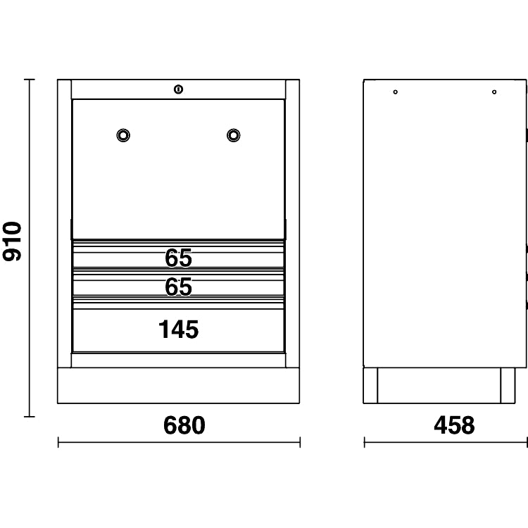 Beta Modulo fisso per arrotolatori con 3 cassetti per arredo officina C45PRO, vuoto