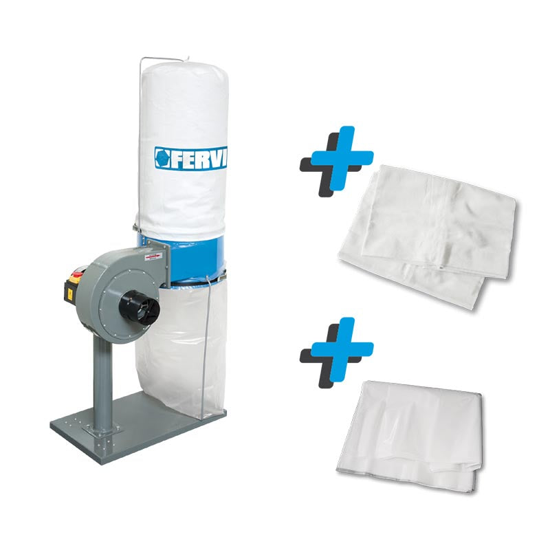Fervi Aspiratore per trucioli + 10 sacchi in plastica + sacco di filtraggio - KIT0128