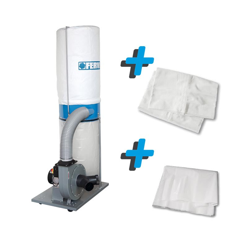Fervi Aspiratore per trucioli parzialmente montato + sacco filtraggio + 10 sacchi in plastica - KIT0129