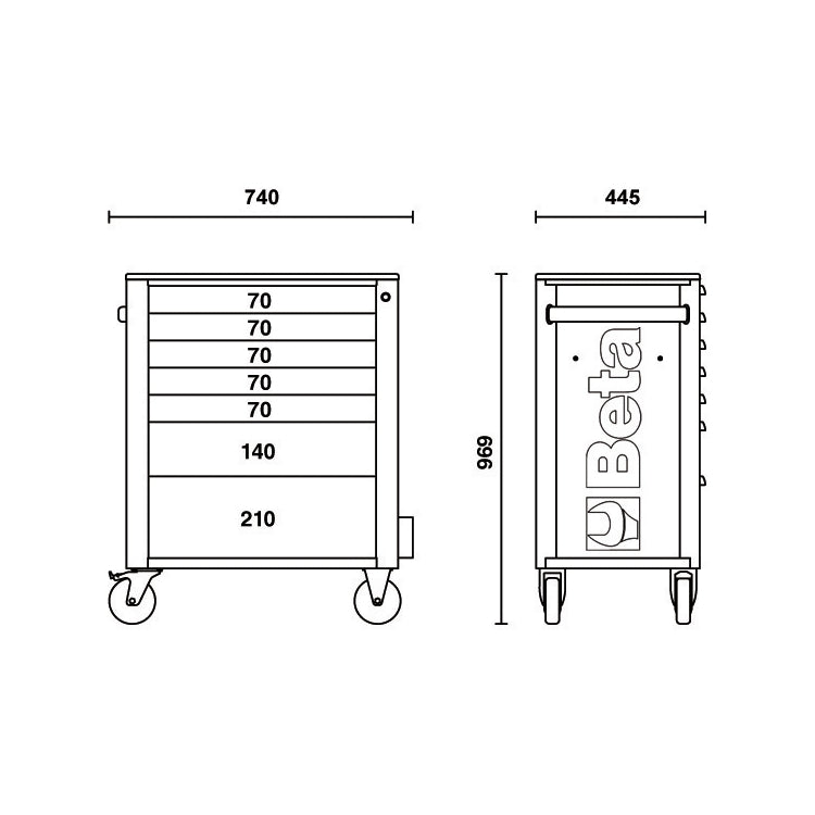 Beta Cassettiera porta attrezzi 7 cassetti, con sistema antiribaltamento