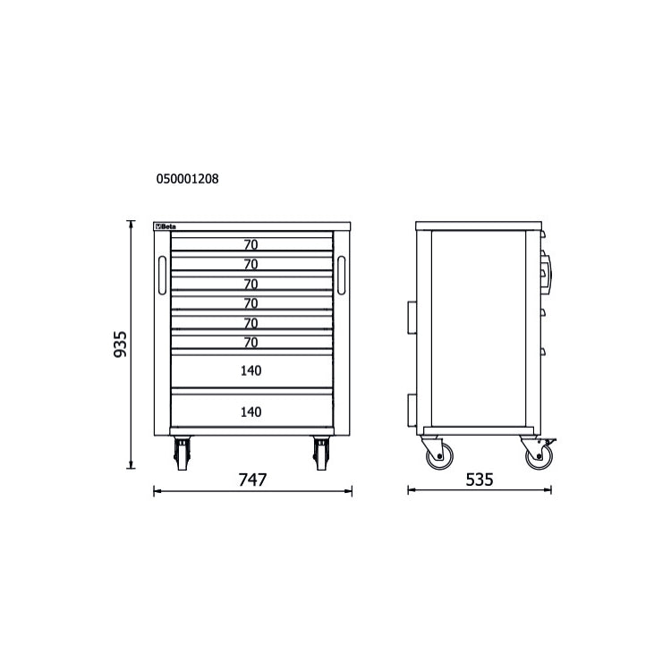 Beta Cassettiera mobile con 8 cassetti per arredo officina RSC50