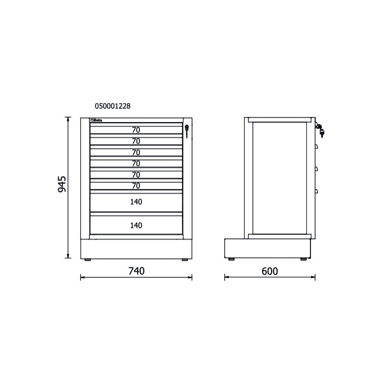 Beta Modulo fisso con 8 cassetti per arredo officina RSC50