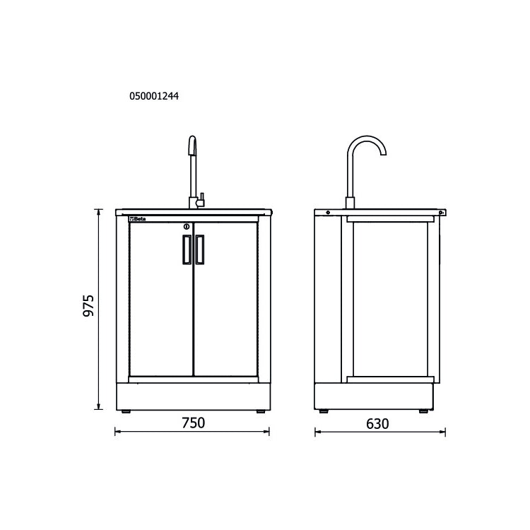 Beta Modulo fisso con lavandino integrato per arredo officina RSC50