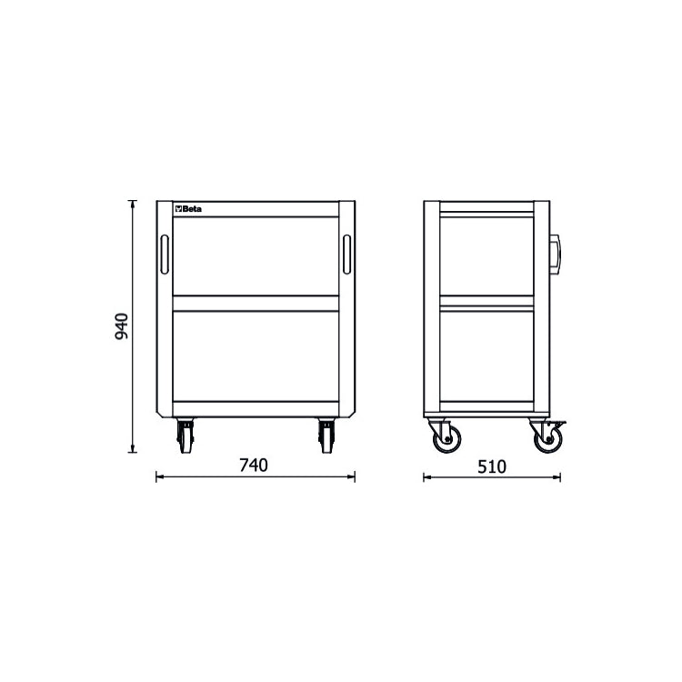 Beta Carrello a 3 ripiani per arredo officina RSC50