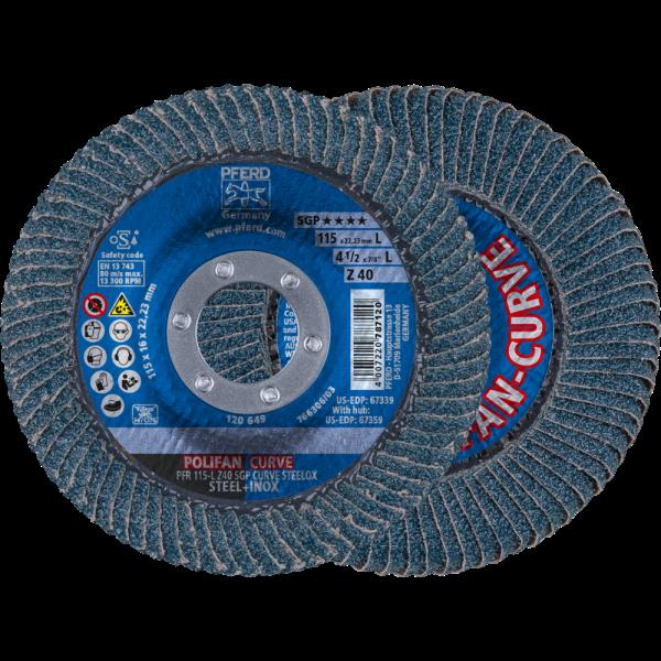 PFERD Dischi lamellari POLIFAN PFR 115-L Z 40 SGP CURVE STEELOX