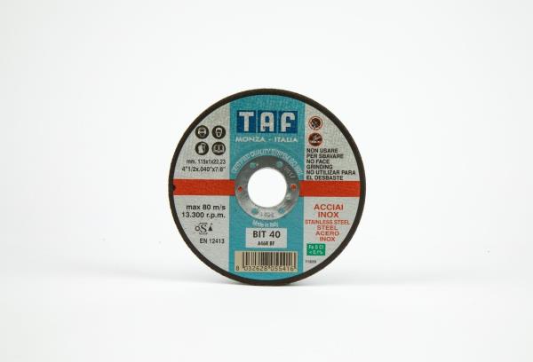 BIT40 (A46R) Taglio di acciai, inox e ghise Mole piane spessori sottili ⌀ mm 125