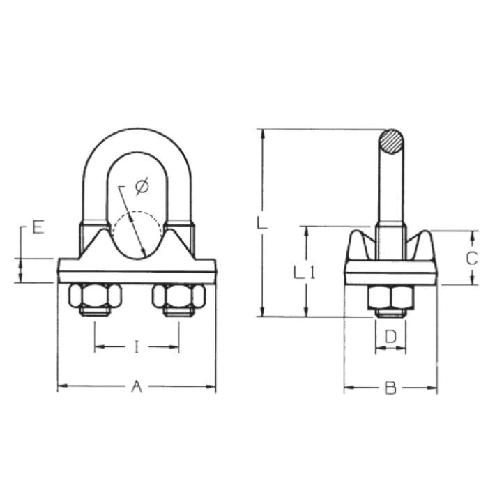 CARCANO A156 Morsetto a cavallotto per fune stampato a caldo